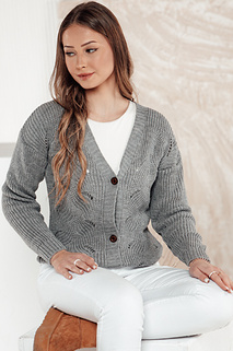 Sweter damski rozpinany KNITVIA jasnoszary Dstreet MY2401