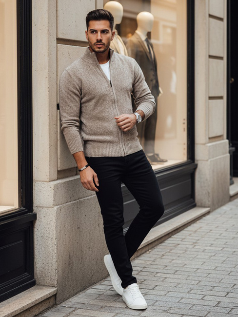 Sweter męski rozpinany beżowy Dstreet WX2228
