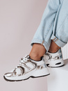 Sneakersy damskie na płaskiej podeszwie GLISSWALK srebne Dstreet ZY0616