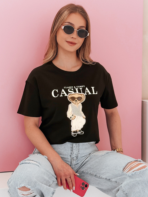 T-shirt damski z misiem MISTREET czarny Dstreet RY2873