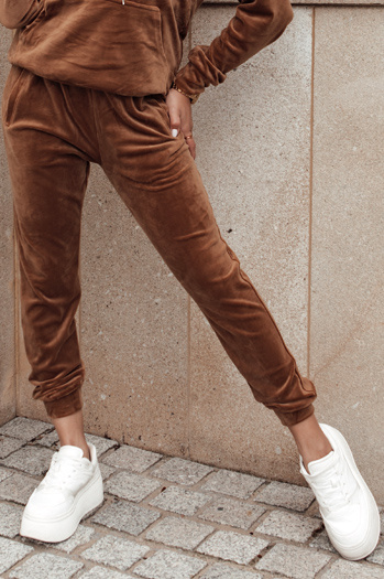 Spodnie damskie dresowe welurowe brązowe Dstreet UY3838