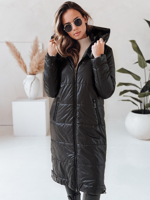 Kurtka damska przejściowa ORVITA pikowana z kapturem czarna Dstreet TY5024