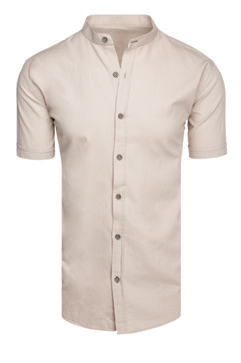 Koszula męska z krótkim rękawem beżowa Dstreet KX1061