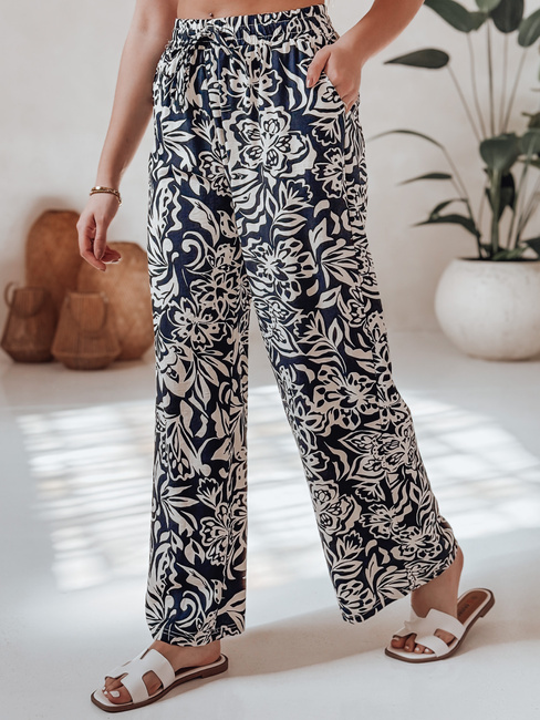 Spodnie damskie materiałowe wide leg TROPICAL SUN granatowe Dstreet UY2632