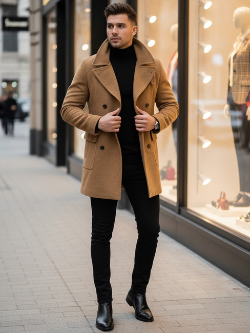 Płaszcz męski zimowy kamelowy Dstreet CX0362