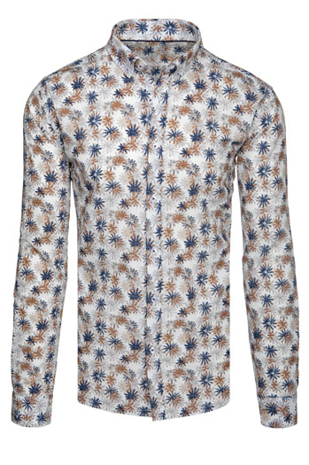 Koszula męska w kwiaty biała Dstreet DX2645