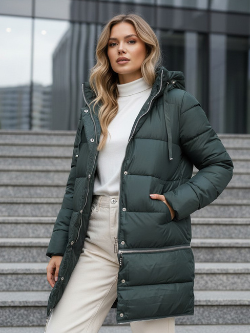 Kurtka damska zimowa długa zielona Dstreet TY5138