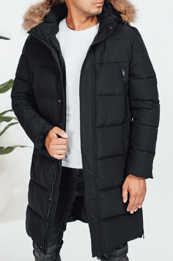 Męska kurtka zimowa pikowana czarna TX5074