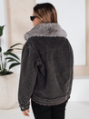 Kurtka damska FURDENIM jeansowa z futerkiem ciemnoszara Dstreet TY5185