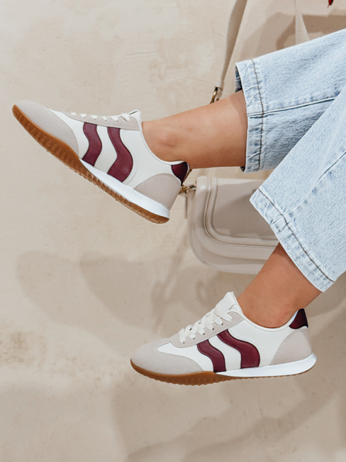 Sneakersy damskie beżowo-bordowe Dstreet ZY0779