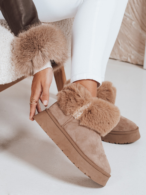 Śniegowce damskie z futerkiem beżowe Dstreet ZY1056