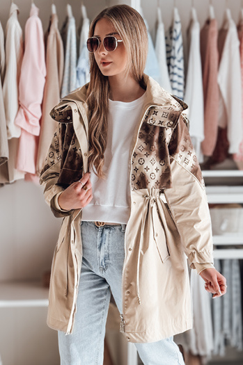 Kurtka przejściowa damska parka FERIPARKA ciemnobeżowa Dstreet TY4876