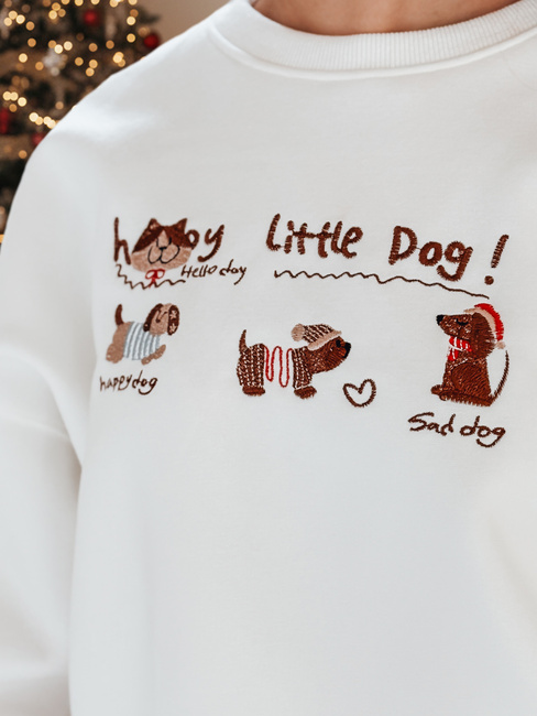 Bluza damska oversize z jamnikami JAMNIKOVE biała Dstreet BY1498z