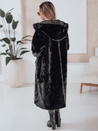 Płaszcz damski futerkowy HELLOCHIC długi czarny Dstreet TY4986
