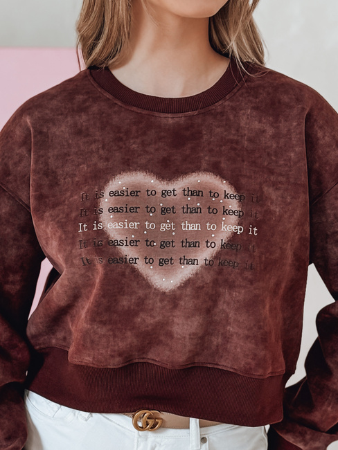 Bluza damska oversize tie-dye z sercem DESSER bordowa Dstreet BY1463