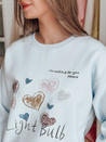 Bluza damska oversize z sercami PINKNOTE niebieska Dstreet BY1502