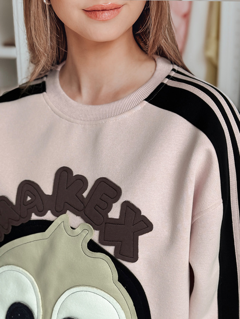 Bluza damska oversize z naszywkami CUTE MAKEX różowa Dstreet BY1493