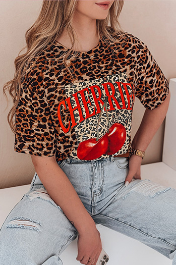 T-shirt damskie oversize w cętki ZESTSTYLE beżowy Dstreet RY2841