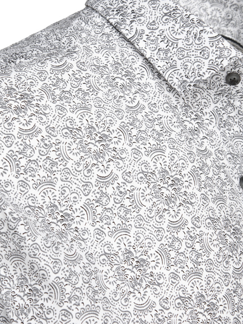 Koszula męska we wzory z krótkim rękawem jasnoszara Dstreet KX1055