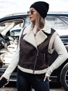 Kamizelka damska zamszowa z kożuszkiem WOOLZIP brązowa Dstreet TY4746