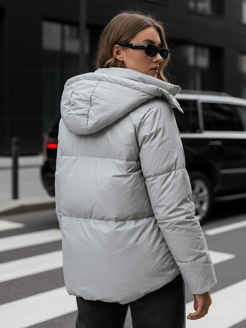 Kurtka przejściowa skórzana damska COLLAR szara Dstreet TY5190