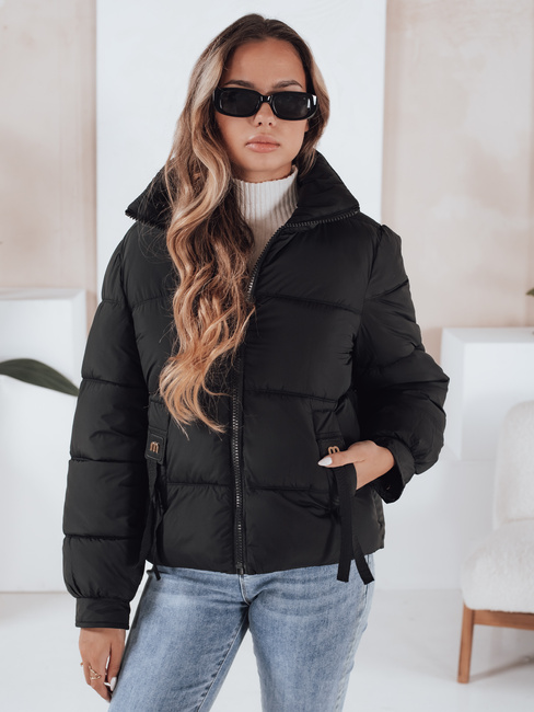 Kurtka zimowa damska pikowana z kapturem czarna Dstreet TY5064