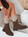 Botki damskie LUXIBOOTS na platformie brązowe Dstreet ZY1021