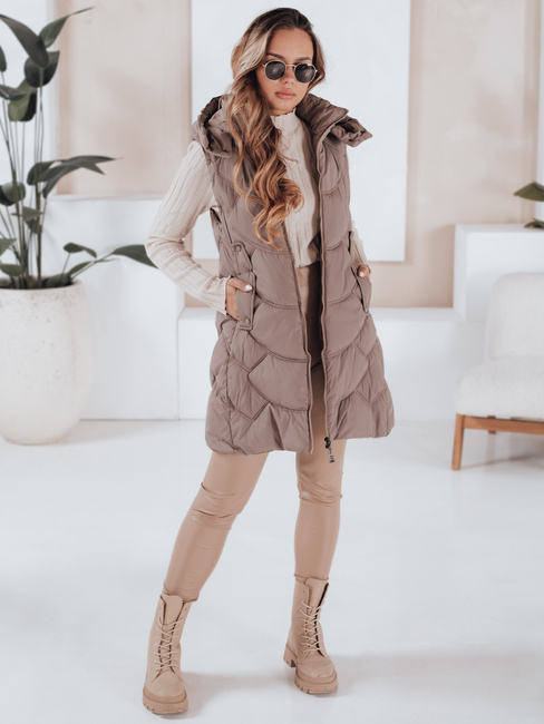 Kamizelka damska ocieplana pikowana latte Dstreet TY5104