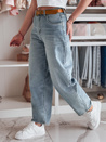 Spodnie damskie jeansowe baggy z paskiem NEWFLOVER niebieskie Dstreet UY2458
