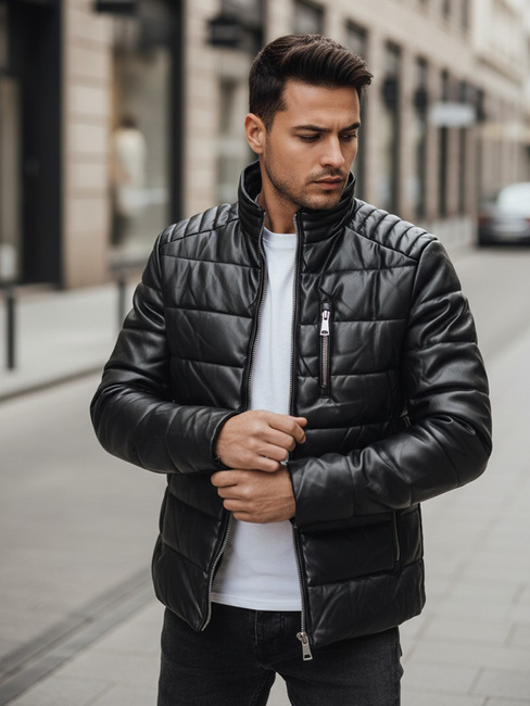 Kurtka męska skórzana ocieplana czarna Dstreet TX5115