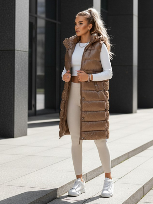 Kamizelka pikowana damska GANTINI kamelowa Dstreet TY3741