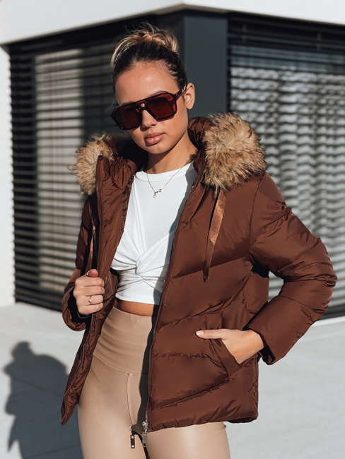 Kurtka zimowa damska pikowana brązowa Dstreet TY5420