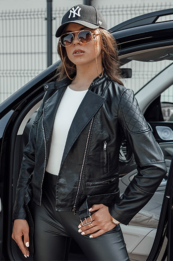 Kurtka skórzana damska ramoneska ERIPA czarna Dstreet TY4555