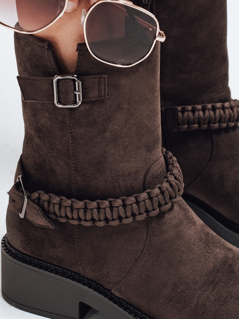 Botki damskie zamszowe brązowe Dstreet ZY1035