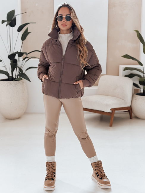 Kurtka damska zimowa krótka pikowana VIBEGIRL ciemnobeżowa Dstreet TY4945