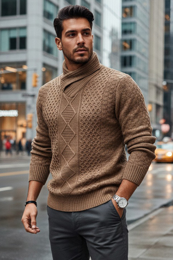 Sweter męski kamelowy Dstreet WX2255