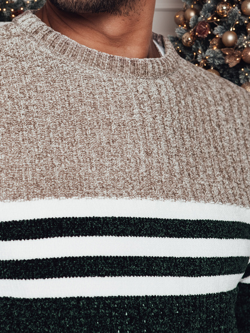 Sweter męski w paski zielony Dstreet WX2231z