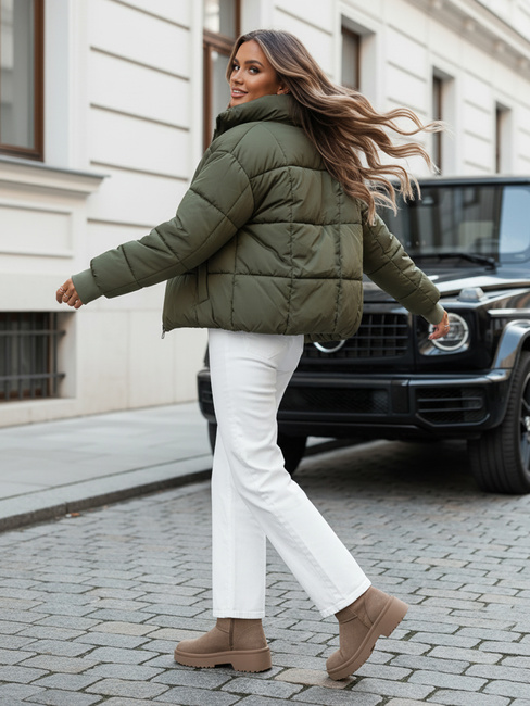 Kurtka damska zimowa krótka pikowana VIBEGIRL zielona Dstreet TY4946