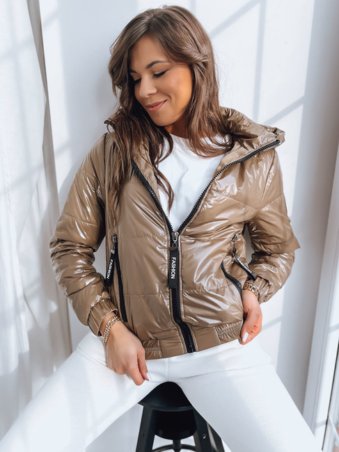 Kurtka damska pikowana METALIC kamelowa Dstreet TY3409