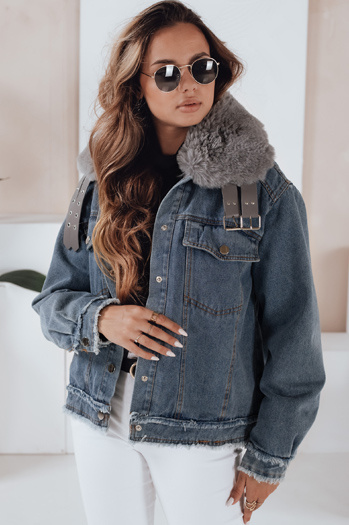 Kurtka damska FURDENIM jeansowa z futerkiem jasnoniebieska Dstreet TY4755