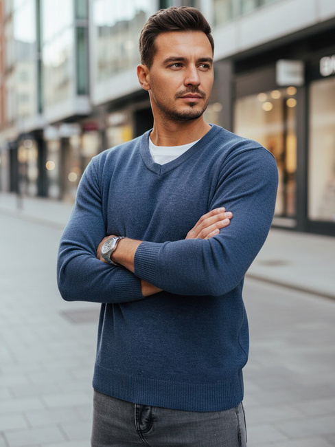 Sweter męski w serek niebieski Dstreet WX2317