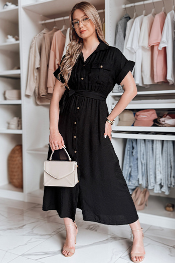 Sukienka maxi lniana SUNNI LOVE czarna Dstreet EY2606