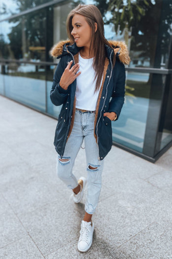 Kurtka zimowa damska parka NEXT granatowa Dstreet TY2891