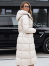 Kurtka damska zimowa pikowana z kapturem biała Dstreet TY5491