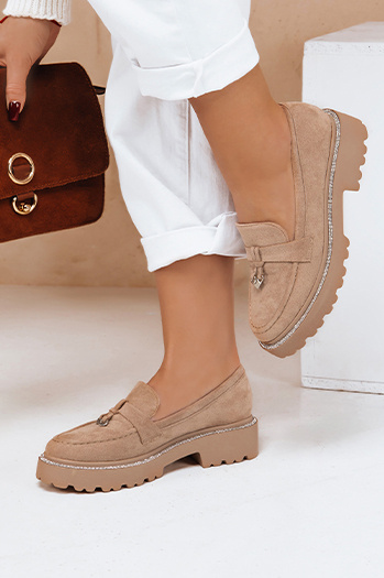 Mokasyny damskie LOAFELIA khaki Dstreet ZY0604