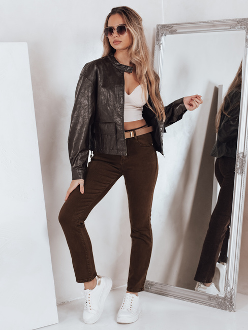 Jeansy damskie slim tapered brązowe Dstreet UY2843