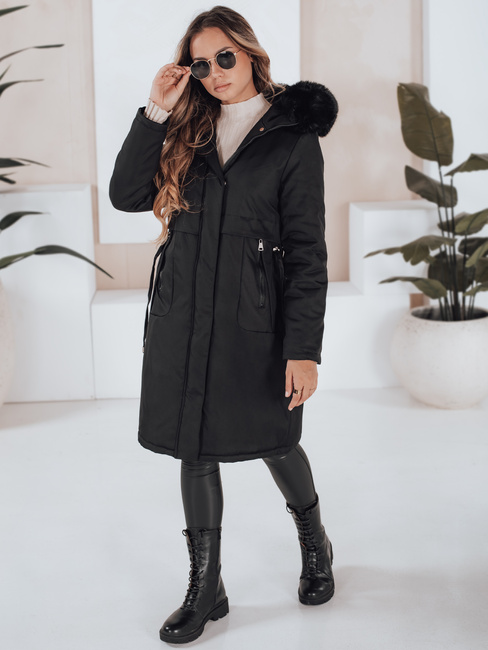 Kurtka zimowa damska parka z futerkiem czarna Dstreet TY5113