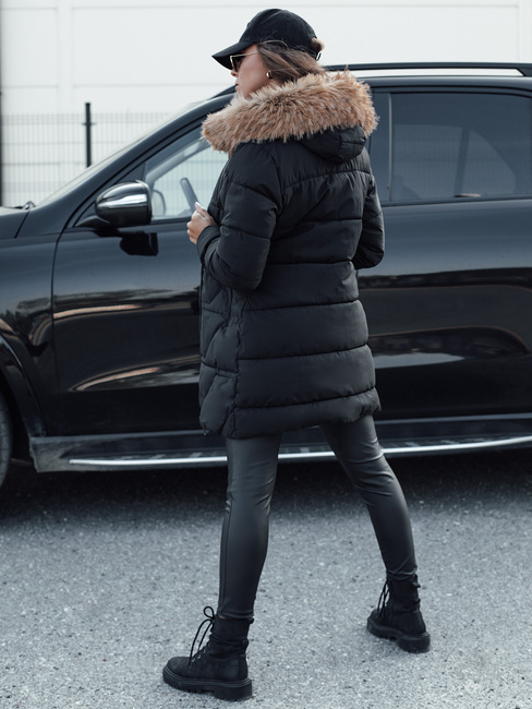 Kurtka damska pikowana z futerkiem czarna Dstreet TY4577