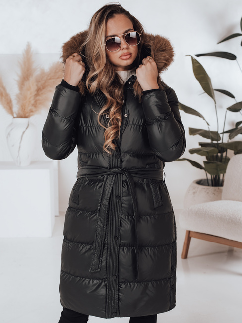 Kurtka zimowa damska pikowana z futerkiem STYLEBELLA czarna Dstreet TY5010