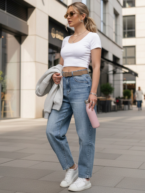 Spodnie damskie jeansowe baggy z paskiem Dstreet UY2886